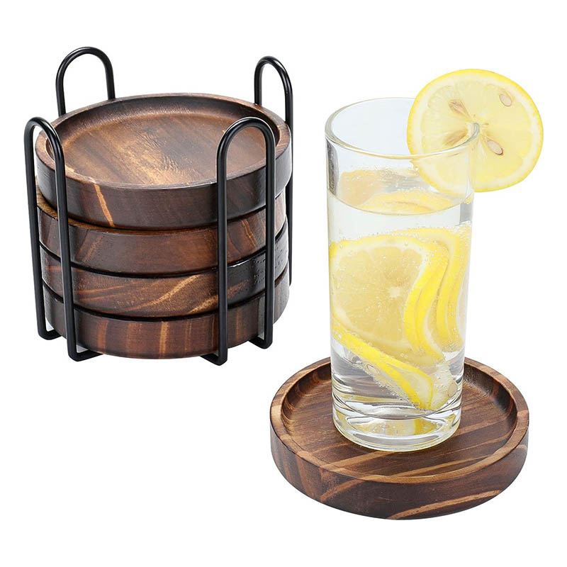Natural Wooden Coaster Set for Drinks