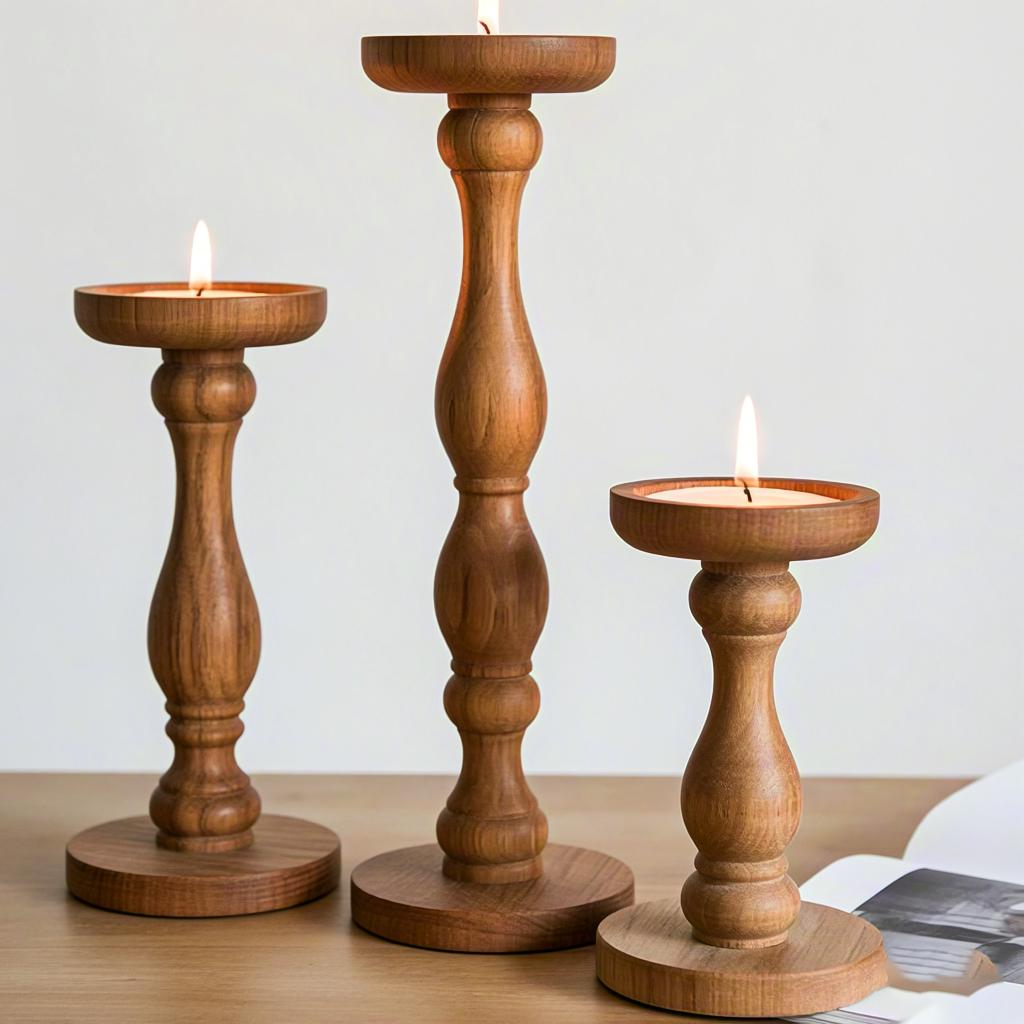 Wooden candle holder Picture 2