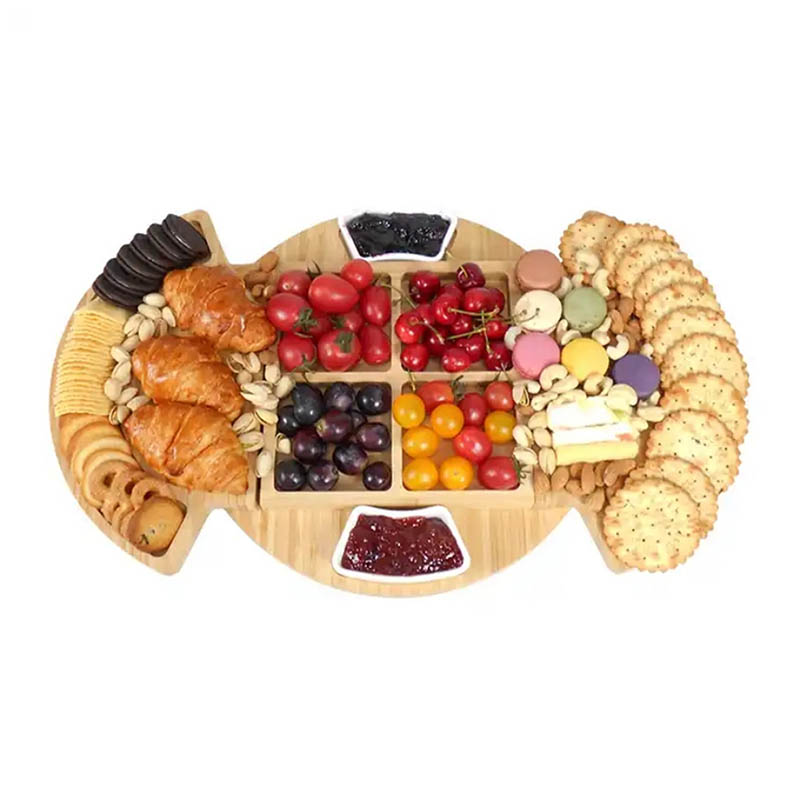 Expandable Bamboo Cheese Charcuterie Platter Serving Tray