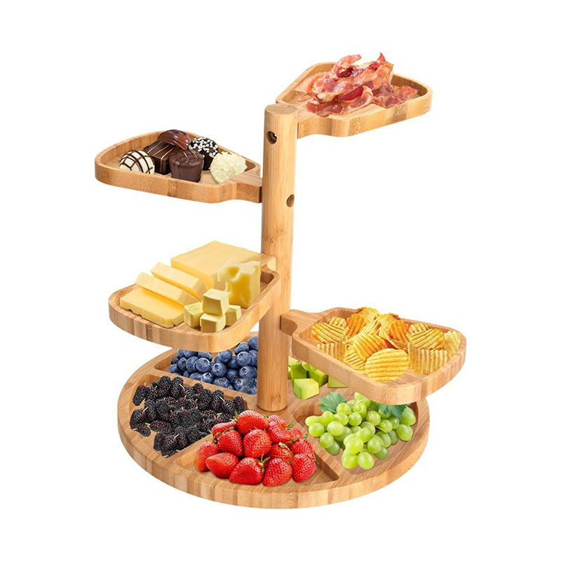 Cheese Boards Bamboo Rotation Tiered Unique Serving Platters