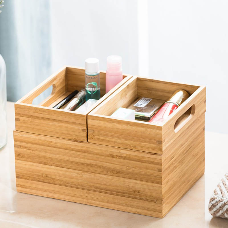 Bamboo desktop storage boxes bring a new experience to our space