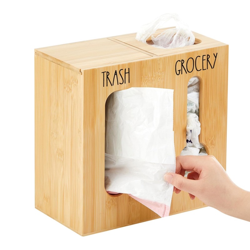 Bamboo garbage bag storage boxes make your life more organized