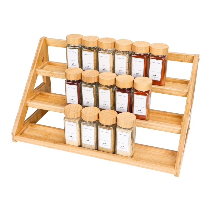 The delicate design of bamboo seasoning rack makes the kitchen cleaner