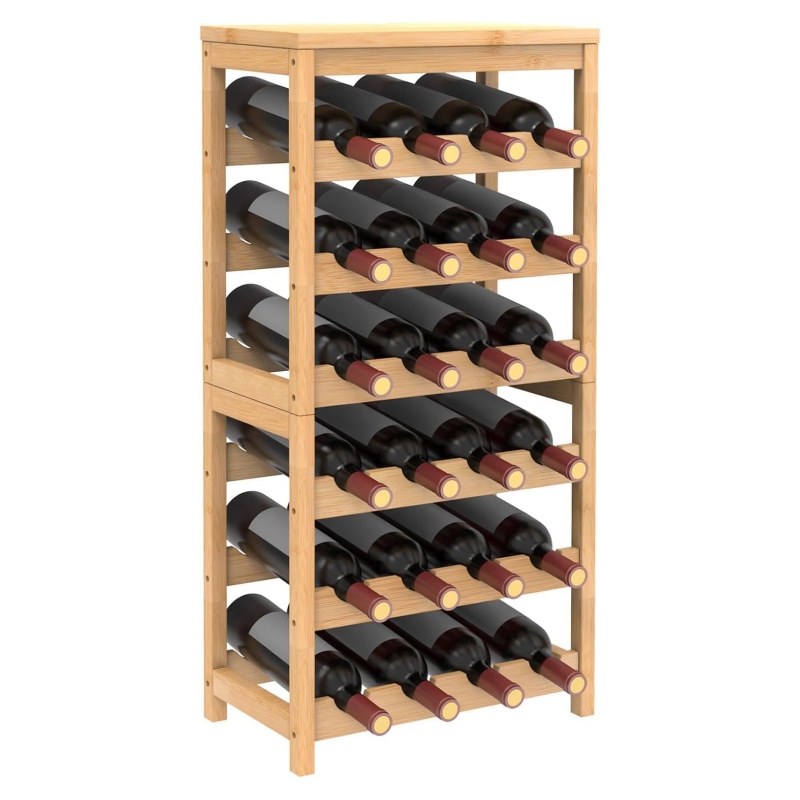 Bamboo wine bottle storage racks help you create a high-end display