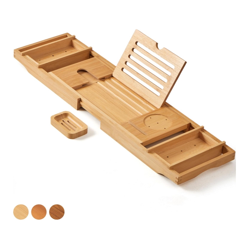 Bamboo bathtub trays offer a unique sense of comfort and elegance