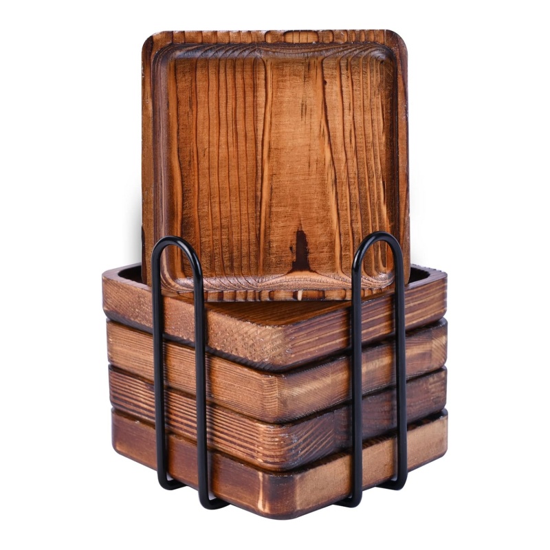 Wooden coasters: Both scratch-resistant and heat-resistant