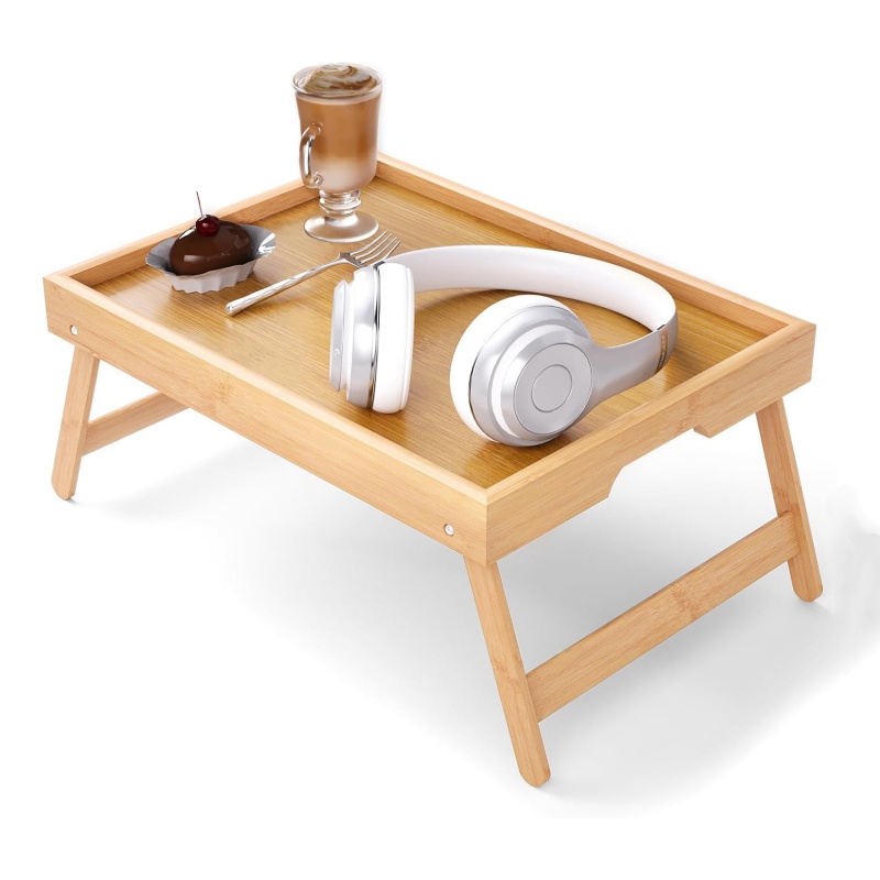 The folding design is the unique charm of the bamboo bed table