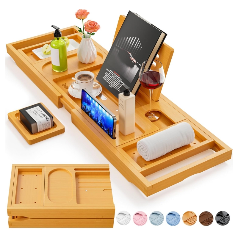 Bamboo bathtub trays have become a fashionable choice for modern family bathrooms