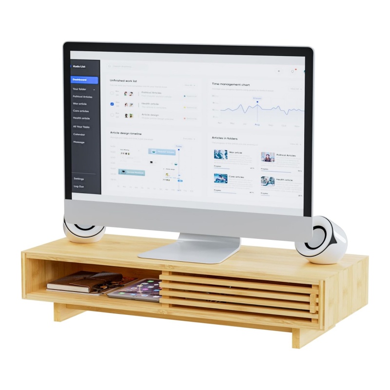 Bamboo monitor stands create a healthy office environment and protect eyesight