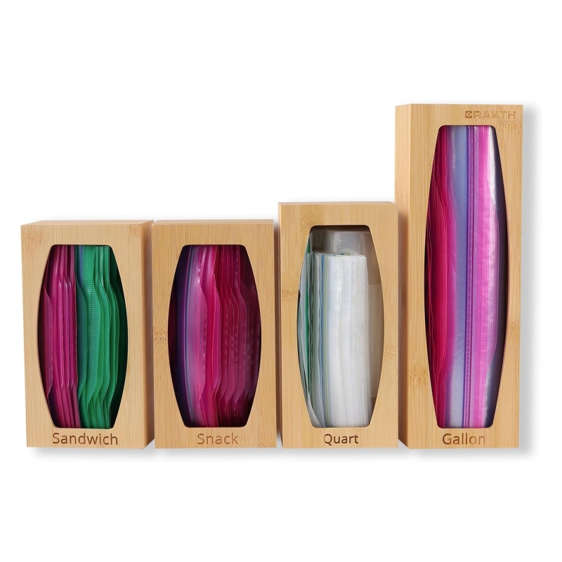 Bamboo bag storage boxes say goodbye to the random stuffing of food storage bags