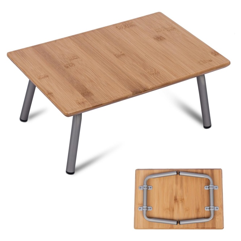 The mini bamboo picnic table is convenient to carry