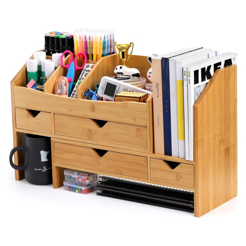Bamboo desktop storage helps with efficient work and life