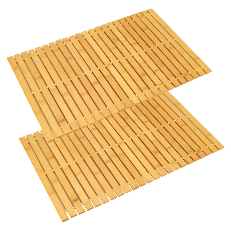 Bamboo bathroom mat brings a natural and fresh touch to the bathroom