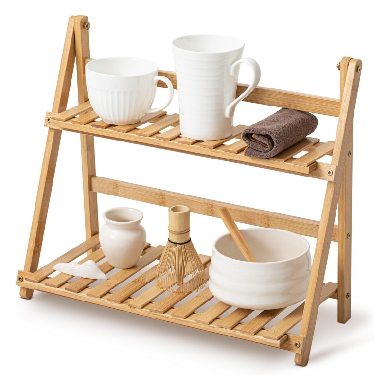 Bamboo kitchen storage racks blend perfectly into modern homes