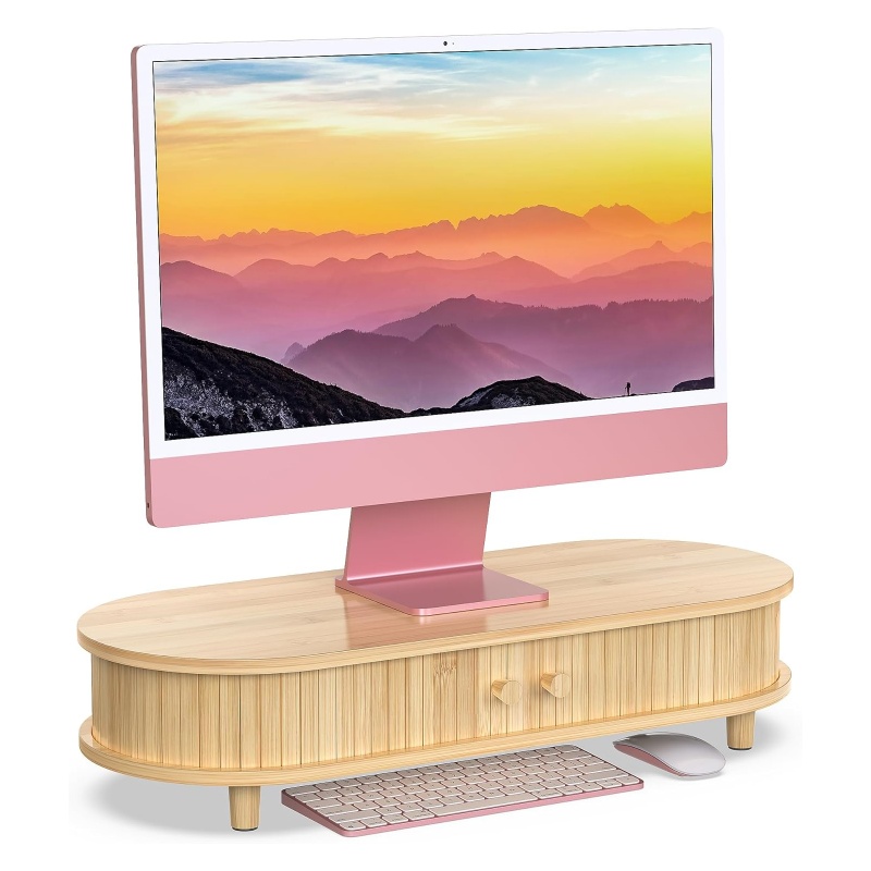 The bamboo screen base makes the desktop neater and more organized
