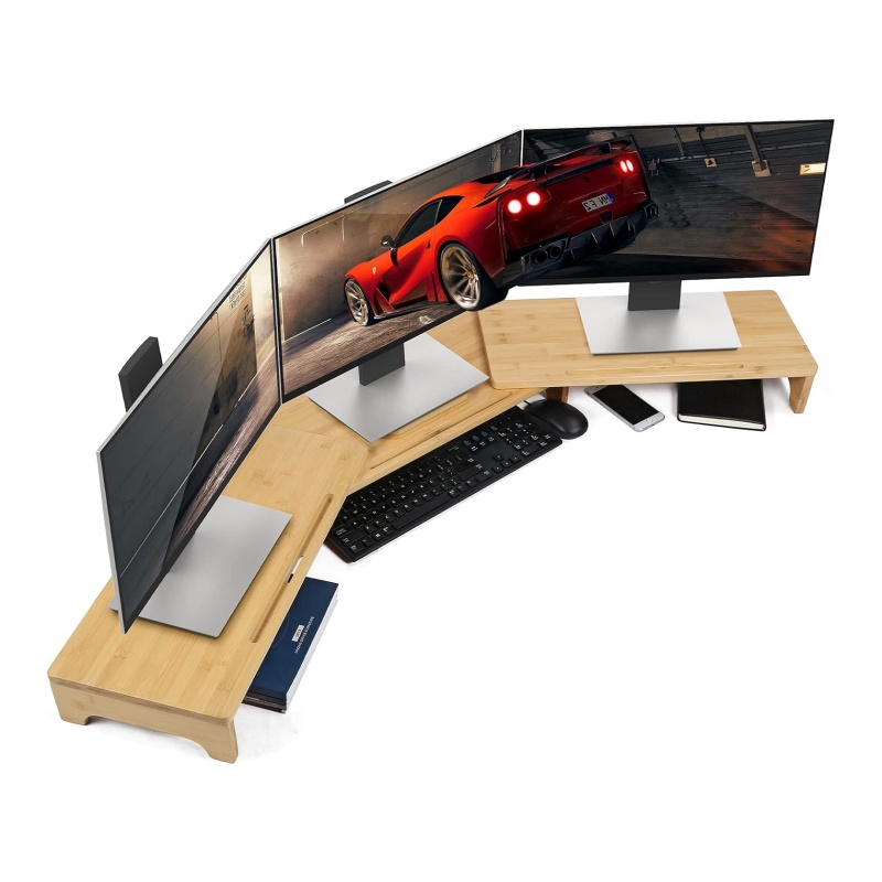 Bamboo monitor stands make your working environment more comfortable and natural