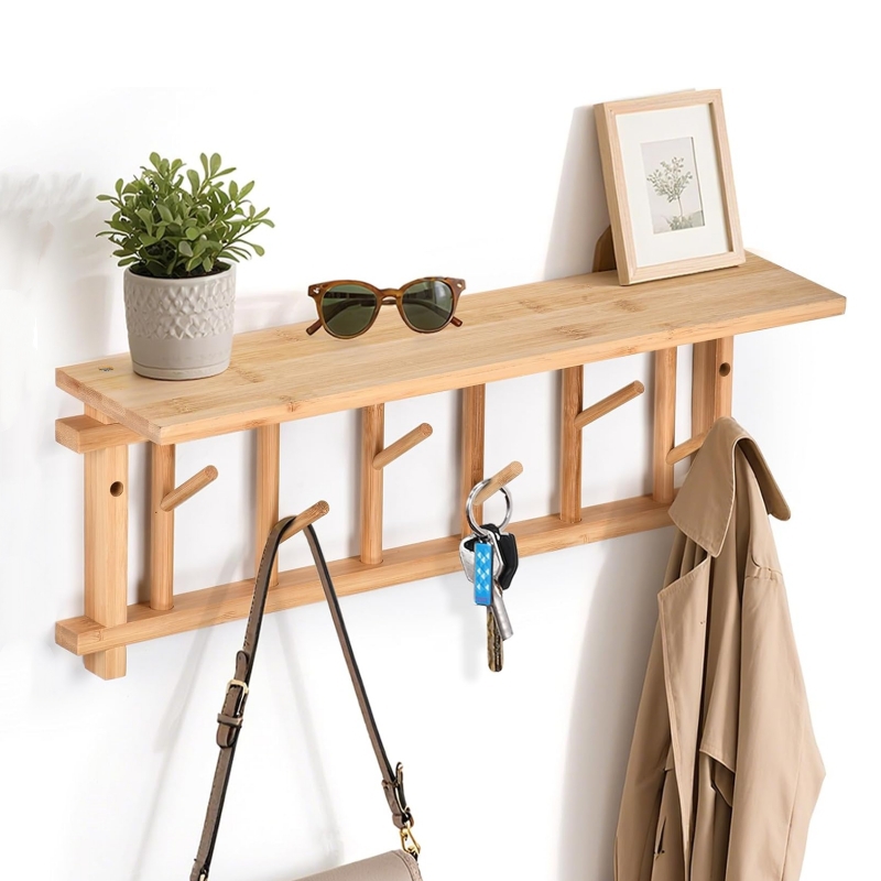The minimalist style home bamboo wall hanging rack brings a perfect match