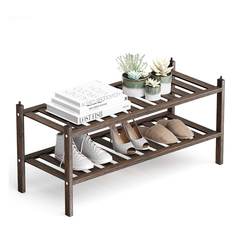 A durable tip for wooden shoe racks is to avoid damp corners