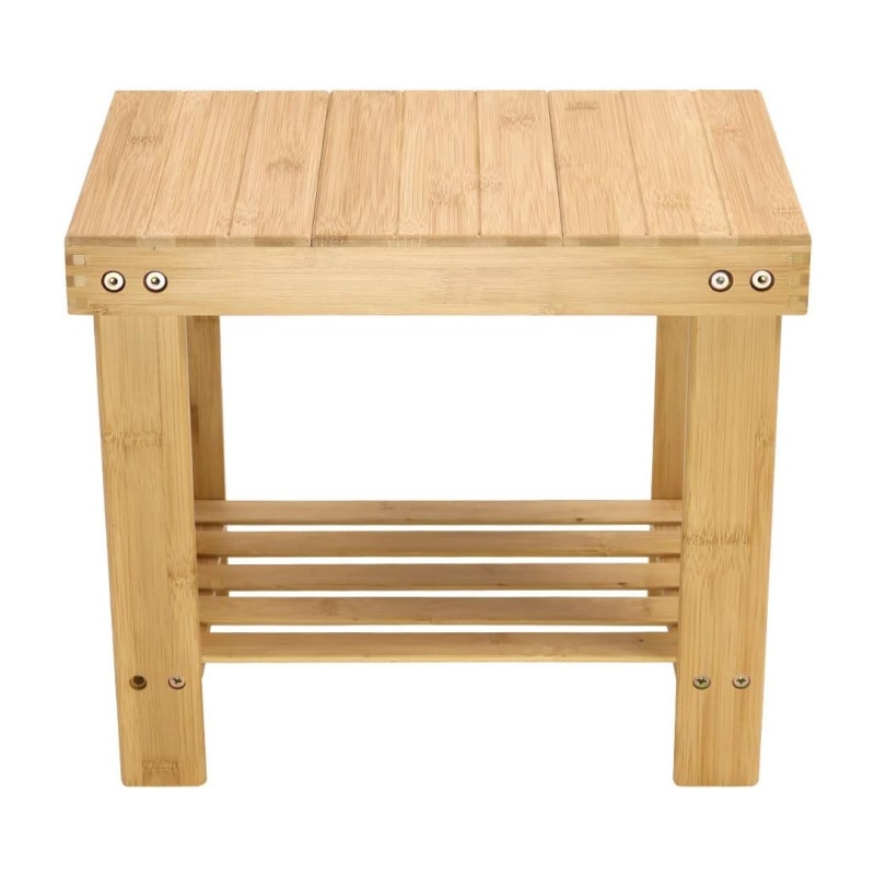 Bamboo shoe stool lower layer hide shoes upper layer change shoes