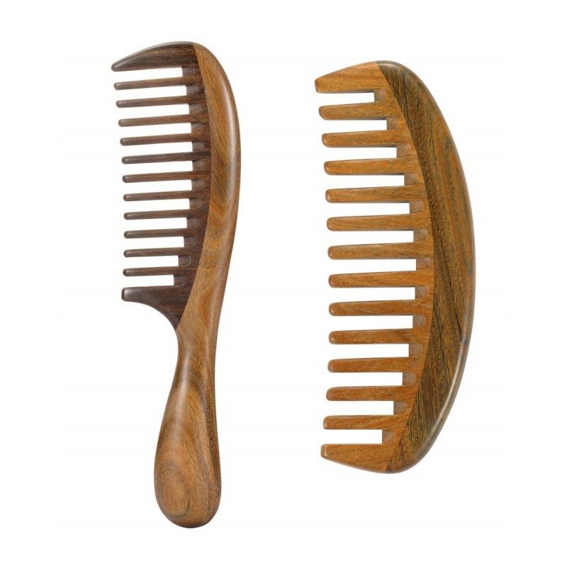 Solid wood comb makes hair very smooth when detangling