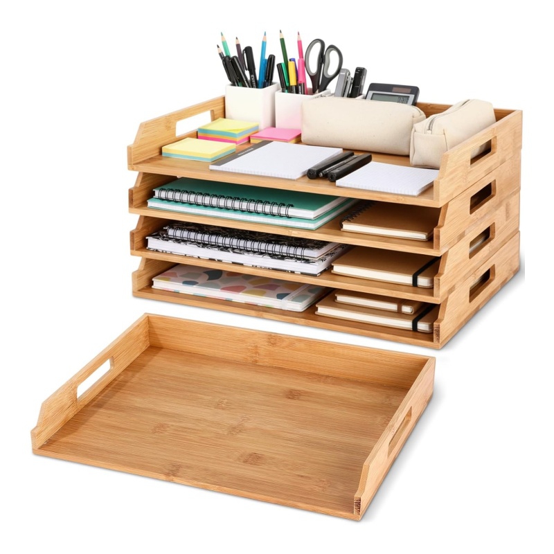 Multi-layer bamboo file holder is necessary for workplace